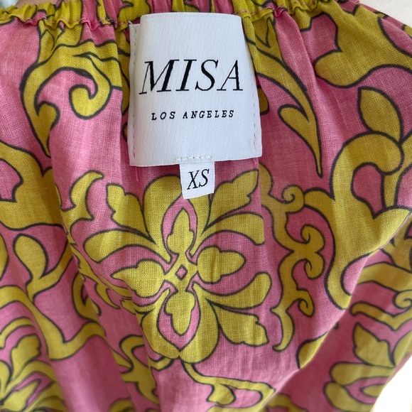 MISA LOS ANGELES Off-Shoulder PINK & GREEN BOHO DRESS SIZE XS - Picture 10 of 12